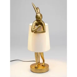 Tischleuchten|KARE Design Tischleuchte Animal Rabbit Gold/Weis 50Cm