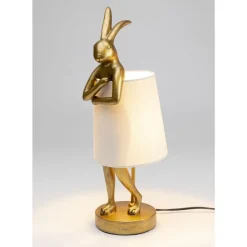 Tischleuchten|KARE Design Tischleuchte Animal Rabbit Gold/Weis 50Cm