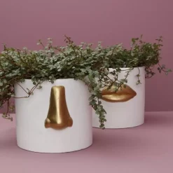 Sonstiges & Zubehör Accessoires|KARE Design Ubertopf Nase Weiss/Gold