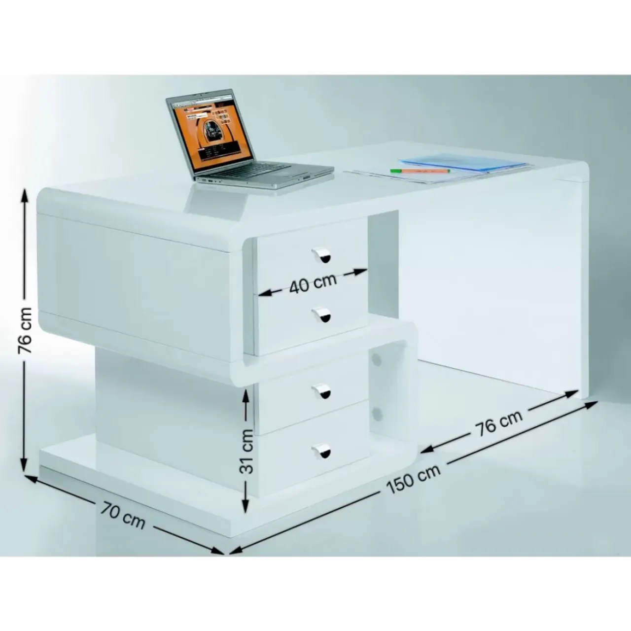 Tische|KARE Design White Club Schreibtisch Snake 150X70Cm